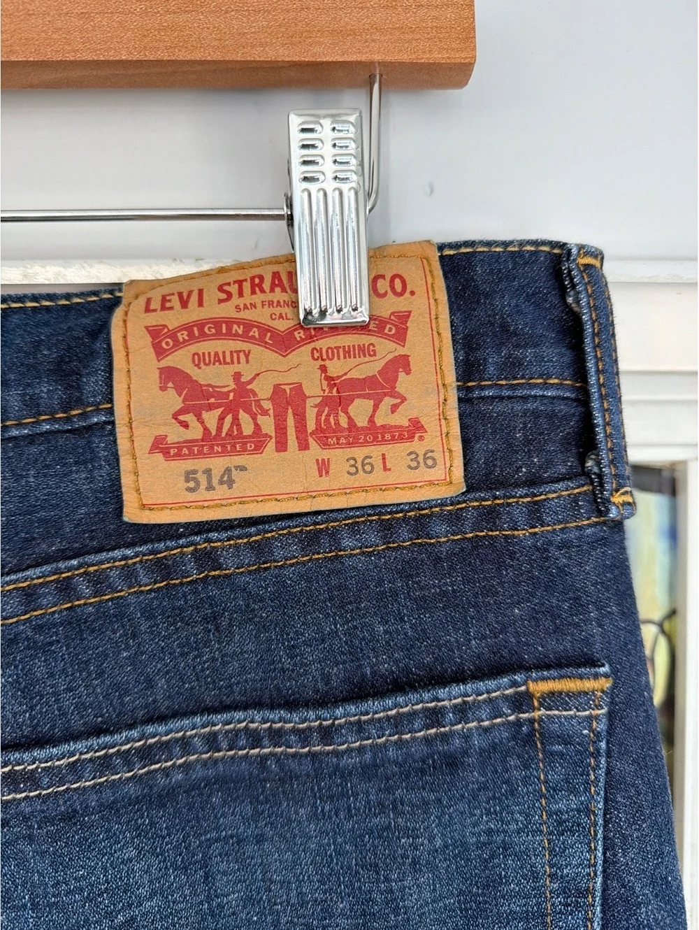 Levi's 514 Men's Straight Fit Jeans Dark Blue Denim Waist 36x36